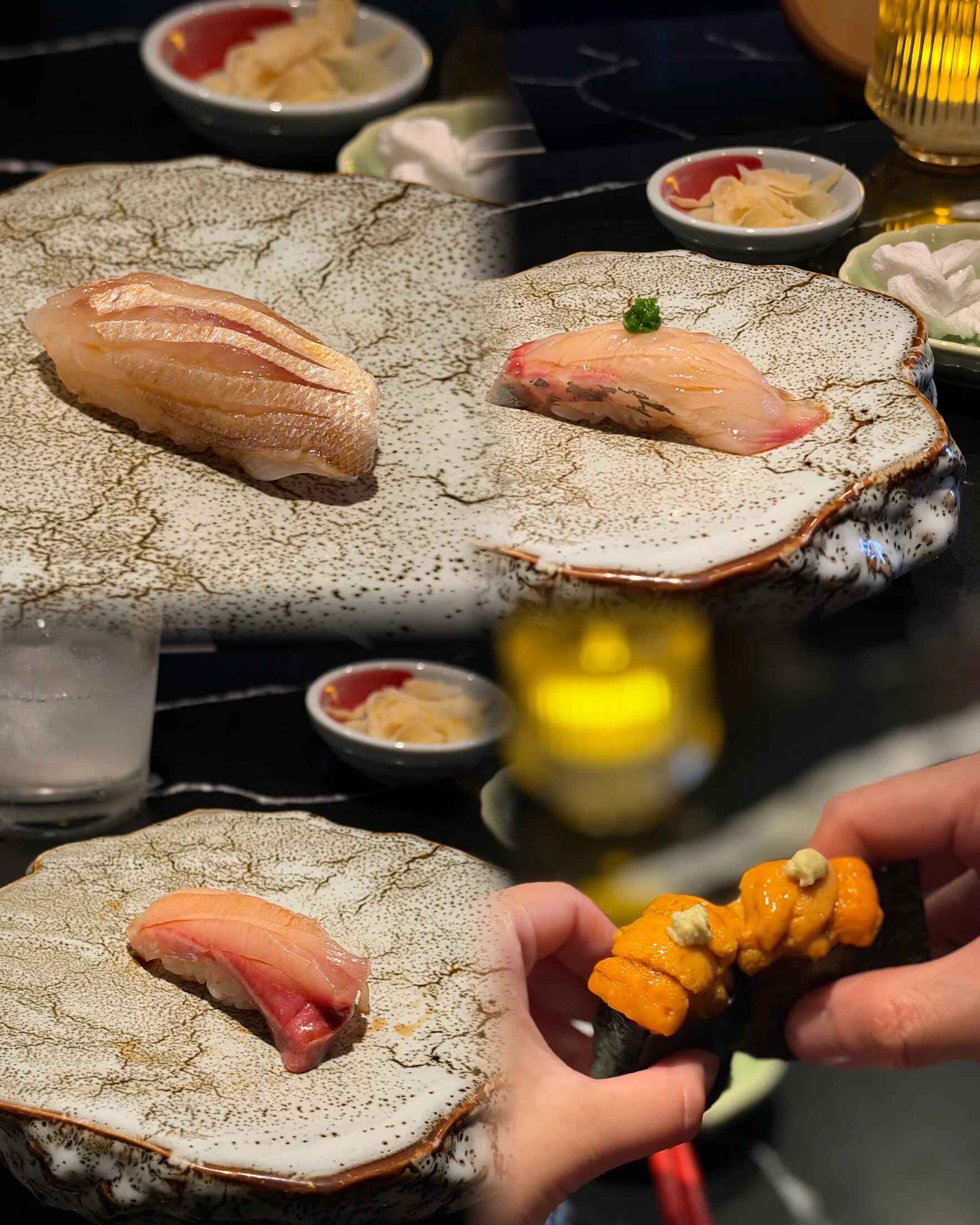 A collage of sushi served at Zama